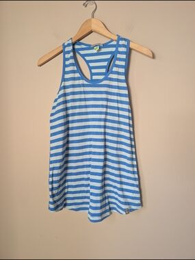 Smartwool Blue and White Striped Scoop Tank